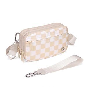 5388 Crossbody Bags Checkered Fanny Packs Nylon Wristlet Wallet Shoulder
